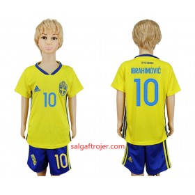 Sverige Fodboldtrøjer Zlatan Ibrahimovic 10 Børn Hjemmebanesæt VM 2018