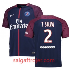 Paris Saint-Germain Fodboldtrøjer THIAGO SILVA Hjemmebanesæt 2017/18 Kort ærmer