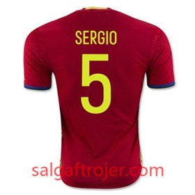 Spanien Fodboldtrøjer SERGIO Hjemmebanesæt Euro 2016 Kort ærmer