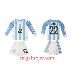 Argentina Fodboldtrøjer Lavezzi 22 Børn Hjemmebanesæt 2016 Langærmet