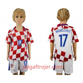 Kroatien Fodboldtrøjer Mandzukic 17 Børn Hjemmebanesæt 2016 Kort ærmer
