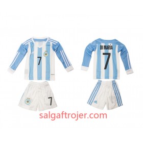 Argentina Fodboldtrøjer Angel Di Maria 7 Børn Hjemmebanesæt 2016 Langærmet