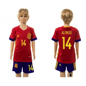 Spanien Fodboldtrøjer Alonso 14 Børn Hjemmebanesæt 2016 Kort ærmer