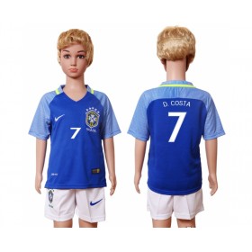Brasilien Fodboldtrøjer D.Costa 7 Børn Udebanesæt 2016 Kort ærmer