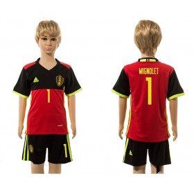 Belgien Fodboldtrøjer Mignolet 1 Børn Hjemmebanesæt 2016 Kort ærmer