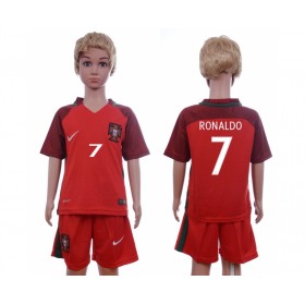 Portugal Fodboldtrøjer Cristiano Ronaldo 7 Børn Hjemmebanesæt Euro 2016 Kort ærmer