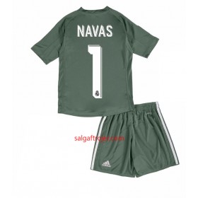 Real Madrid Fodboldtrøjer Målmand Keylor Navas 1 Børn Hjemmebanesæt 2017/18 Kort ærmer