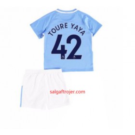 Manchester City Fodboldtrøjer Yaya Toure 42 Børn Hjemmebanesæt 2017/18 Kort ærmer