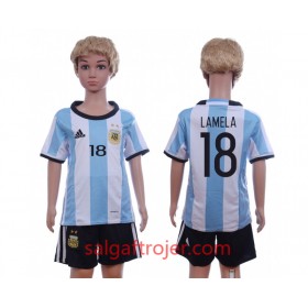Argentina Fodboldtrøjer Lamela 18 Børn Hjemmebanesæt 2016 Kort ærmer