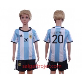 Argentina Fodboldtrøjer Gaitan 20 Børn Hjemmebanesæt 2016 Kort ærmer