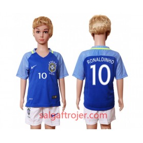 Brasilien Fodboldtrøjer Ronaldinho 10 Børn Udebanesæt 2016 Kort ærmer