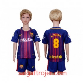 FC Barcelona Fodboldtrøjer Andres Iniesta 8 Børn Hjemmebanesæt 2017/18 Kort ærmer