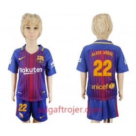FC Barcelona Fodboldtrøjer Aleix Vidal 22 Børn Hjemmebanesæt 2017/18 Kort ærmer