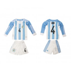 Argentina Fodboldtrøjer Gino 4 Børn Hjemmebanesæt 2016 Langærmet