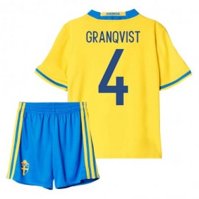 Sverige Fodboldtrøjer Granqvist 4 Børn Hjemmebanesæt 2016 Kort ærmer