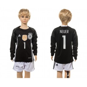 Tyskland Fodboldtrøjer Neuer 1 Målmand Børn Hjemmebanesæt 2016 Langærmet