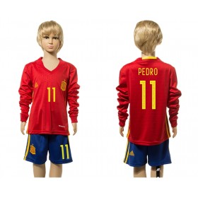 Spanien Fodboldtrøjer Pedro 11 Børn Hjemmebanesæt 2016 Langærmet