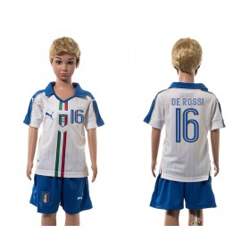 Italien Fodboldtrøjer De Rossi 16 Børn Udebanesæt 2016 Kort ærmer