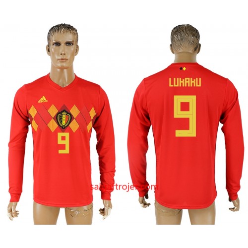 Belgien Fodboldtrøjer Romelu Lukaku 9 Hjemmebanesæt VM 2018 Langærmet