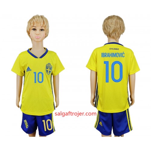 Sverige Fodboldtrøjer Zlatan Ibrahimovic 10 Børn Hjemmebanesæt VM 2018