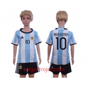 Argentina Fodboldtrøjer Maradona 10 Børn Hjemmebanesæt 2016 Kort ærmer